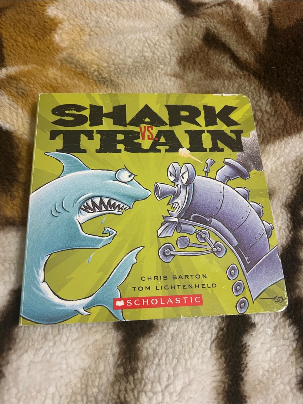 Scholastic Shark vs Train Picture Book - Green with Blue & Purple Art